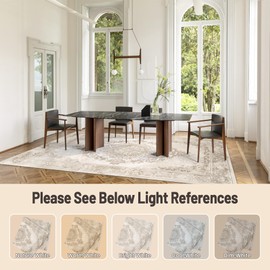 Flexwin Vintage Boho 9x12 Non-Slip Machine Washable Oriental Area Rug - Low Pile Soft Rug for Living Room,Bedroom,Nursery & Farmhouse Decor