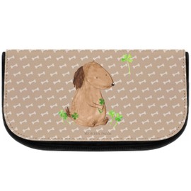 Mr. & Mrs. Panda Cosmetic Bag Dog Clover Leaf Gift Dog Love Toiletry Bag Dog Breed Cute Lucky Charm Makeup Bag Makeup Bag, brown, Hand Drawn