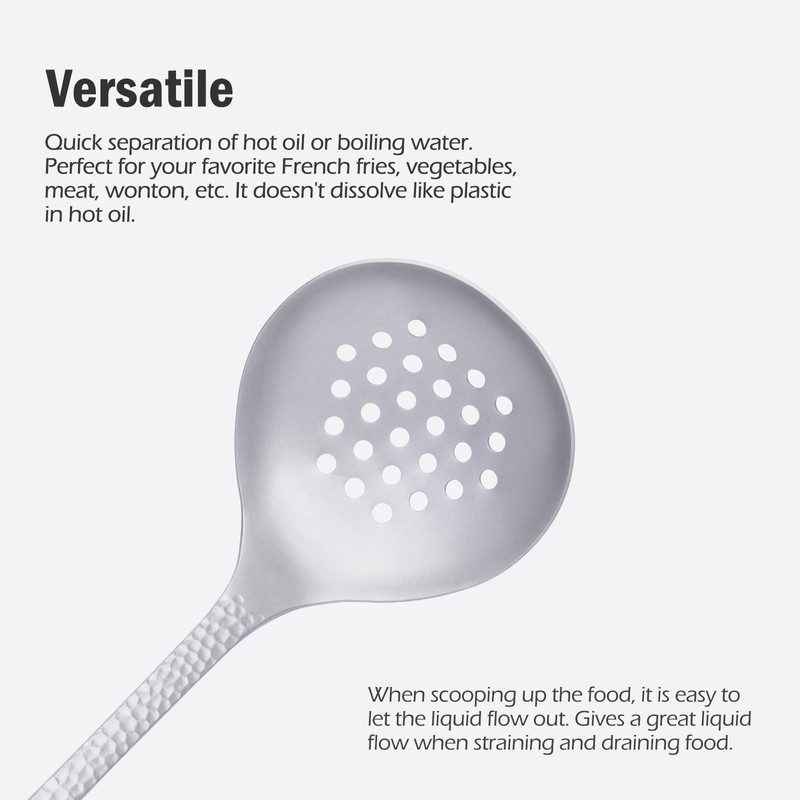 iBasingo Titanium Slotted Spoon 26.4cm Long Handle Skimmer, Ticolor Ti1063T