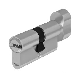Yale European Cylinder for Highest Security with Button for Lock YC204KD304005N1 Nickel-Plated 30/40 mm 5 Keys with Snake Piste, 14 Pin