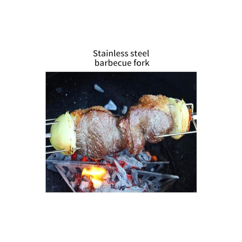 2-Pack Universal 304 Stainless Steel BBQ Meat Fork, Round Spit