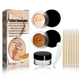 Tattoo Cover up Makeup, Tattoo Concealer, Waterproof Full Coverage Body Leg Makeup to Cover Veins Bruise Scars Blemishes, Body Perfector Kits with 2 Blendable Shades for All Skin Tones (Light & Dark)