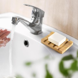 AmazerBath Bamboo Soap Holder, Bamboo Soap Dish, 2 Pack Soap Dishes for Bar Soap, Soap Tray Self Draining, Bar Soap Holder for Shower