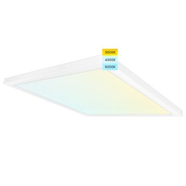 LUXRITE 2x2 FT Surface Mount LED Flat Panel Light, 3 Color Selectable 3000K - 5000K, 4000 Lumens, 0-10V Dimmable, Flush Mount Bracket Included, 120-277V, Damp Rated, UL Certified, DLC Listed