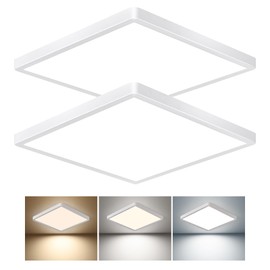 12 Inch Square LED Flush Mount Ceiling Light, 30W, 3000LM Square Light Fixture 3000K/4000K/6000K CCT Selectable, LED Flat Panel Ceiling Light Fixture for Bedroom,Kitchen,Living Room (2PK-White)