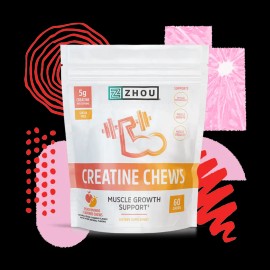 Creatine Monohydrate Chews for Adults – 5g Workout Support with Vitamin B12, Energy & Muscle Recovery, Pink Lemonade & Peach Mango Flavor