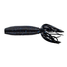 Gary Yamamoto 4" Fat Ika - Realistic Soft Plastic Fishing Lure Baits with Grub-Style Body and Tube-Style Skirt - 10 Pack, Black with Large Blue