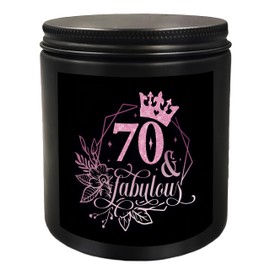 QGFM 70th Birthday Gifts for Women, 70 Year Old Birthday Gifts for Women Her, Happy 70th Birthday Gifts, 70 and Fabulous Lavender Scented Candles, 70th Birthday Decorations,Jar Candles