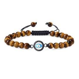 COAI Evil Eye Crystal Bracelet, Tiger's Eye, Tiger Eye