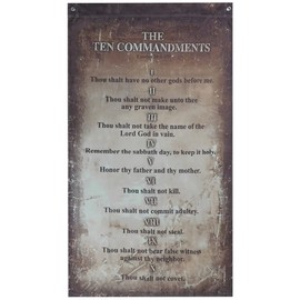 Trade Winds The Ten Commandments Exodus 20:1-17 Vertical Distressed Premium Quality Heavy Duty Fade Resistant 3x5 3'x5' 100D Woven Poly Nylon Flag Banner Sleeve & Grommets,Multi