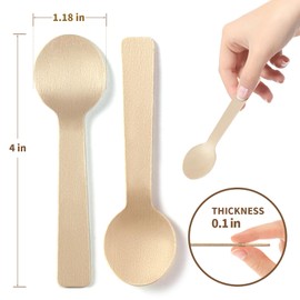 Mini Wooden Spoons For Desserts，100Pcs 4 Inch Compostable Disposable Tasting Spoons，Ice Cream Spoons