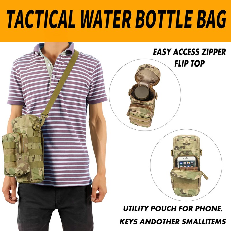 bvya Tactical Molle Water Bottle Pouch Holder H2O Hydration Carrying