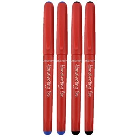 Manuscript Blue & Black Handwriting Pens With Comfort Grip (Pack of 4)