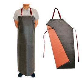 Thick Rubber Apron, 47.2 x 33.5 Inch Waterproof, Long Chemical Resistant, Adjustable for Dishwashing, Cleaning Fish, Gardening, Lab Work, Butcher and Dog Grooming, Grey