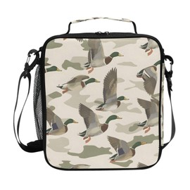 ALAZA Wild Duck Camouflage Lunch Box Insulated Lunch Bag Girls Lunch Cooler Bag Tote Freezable Shoulder Strap Lunchbox Thermal Meal Tote Kit for Girls School Picnic