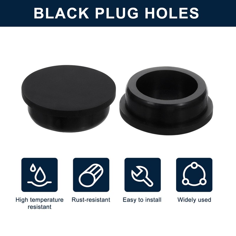 sourcing map 2 Pcs Black Plug Holes, Waterproof Rubber Button