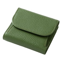 Glen Check Bi-fold Wallet Compact Wallet Money Through Leather Wallet Genuine Leather Men's Women's, green (light green)