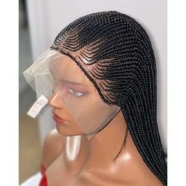Full Lace Ghana Weaving Glueless Braided Wig for Black Women (Black)