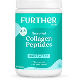 Further Food Unflavored Collagen Peptides Powder - 100% Grass-Fed, Hydrolyzed Type 1 & 3, 20g of Collagen per Serving, Supports Skin, Hair, Nails & Joints, 9.88 Oz
