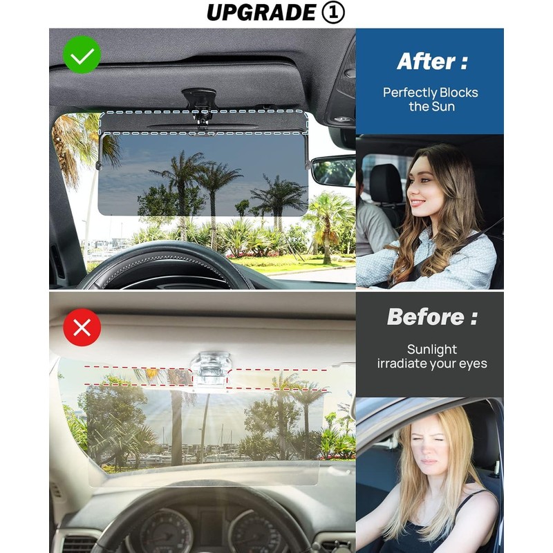 Car Sun Visor with Polarized Glare Protection, Universal Car Sun