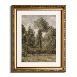 InSimSea Retro Gold Framed Wall Art, Home Room Poplars Vintage Wall Decor, Canvas Print Artwork, Farmhouse Country Decor, Antique Picture Frame Landscape Paintings, 13x16 Inch