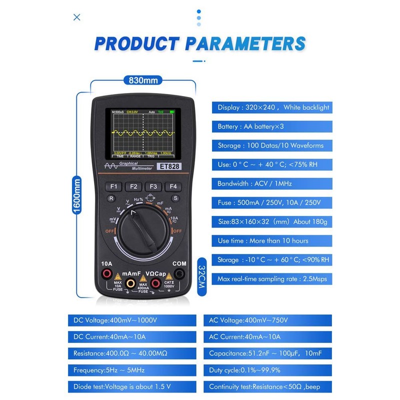 VISLONE Digital Oscilloscope Multimeter 2 in 1, Digital Oscilloscope Kit,