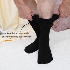 LOFIR Business Bamboo Socks for Men: Comfort Socks for Women Soft Breathable Antibacterial Extra Wide without Elastic Waistband without Seam for Everyday Office Travel Seniors 4 Pairs 35-50, black, 39