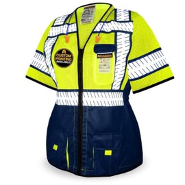 KwikSafety - Charlotte, NC - SHERIFF Class 3 Safety Vest for Women [REFLECTIVE FISHBONE TAPE] ANSI Tested OSHA Compliant Hi Vis PPE Work Gear/Blue Medium