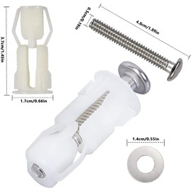 2pcs Toilet Seat Fittings and Fixtures Toilet Lid Screws Stainless Steel Top Fixing Hinges Screws Expanding Nylon Nuts White Fixing Bolt for Toilet Covers Blind Hole Fitting WC Replacement Kit