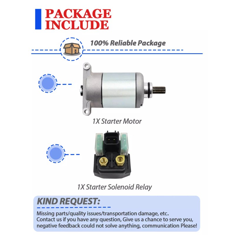Motorsupermarkets Starter for Yamaha Grizzly 700 2009-2023 All Models with