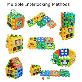 Activity Cube Baby Toy - 6 in 1 Educational Discover Center with Shape Sorter Bead Maze Animal Time Learning Clock Busy Learner Center for baby Toddlers