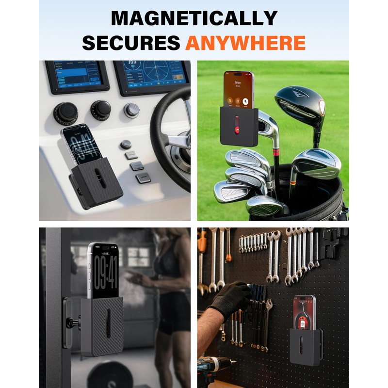 A2C Anti-Scratch Silicone Golf Cart Phone Holder Strong Magnetic Attachment