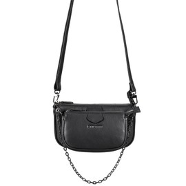STILORD 'Nancy' Multipurpose Bag for Women Leather Small Crossbody Bag 2-in-1 Shoulder Bag Handbag Vintage Multi Pocket Bag with Chain and Strap, Colour:black