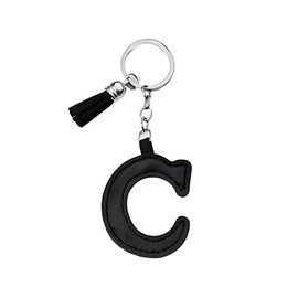 ARFUKA Letter Keyring with Colored PU Leather Tassel Pendant Alphabet C Keychain- Cute Bag Charm, Backpack Decoration Accessories for Women & Men