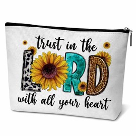 ONDTOM Western Makeup Bag, Country Girl Gifts Stuff for Women, Trust In The Lord Cowgirls Cosmetic Bag -B10