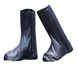 Aolegoo Waterproof Overshoes, Reusable Non-slip Long Boot Waterproof Overshoes Ideal for Rainy And Snowy Weather (Black, XL)