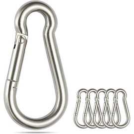 Hirola Set de 6 Mosquetón de Gancho para Senderismo, Gancho de Resorte de Acero Inoxidable 304, Clips Resistentes para Cuerdas, Cadenas y Anclaje, Mosquetón Multiusos para Camping