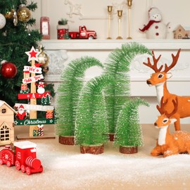 4PCS Mini Christmas Tree, Small Christmas Tree, Bottle Brush Trees Table Top Decorations, Desktop Miniature Pine Trees Xmas Holiday Decor