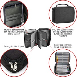 Pencil Case Large Capacity,72 Packs Multifunction Pencil Bag Big Capacity Pen Pouch Holder Stationery Organizer Box School Office Supplies for Girls（Black）