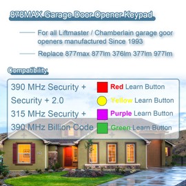 Garage Door Opener Wireless Keyless Keypad, Compatible with 877MAX, G940EV-P2, 878MAX, 377LM, 977LM, 877LM, 66LM,Replacement for LiftMaster, Chamberlain, Craftsman