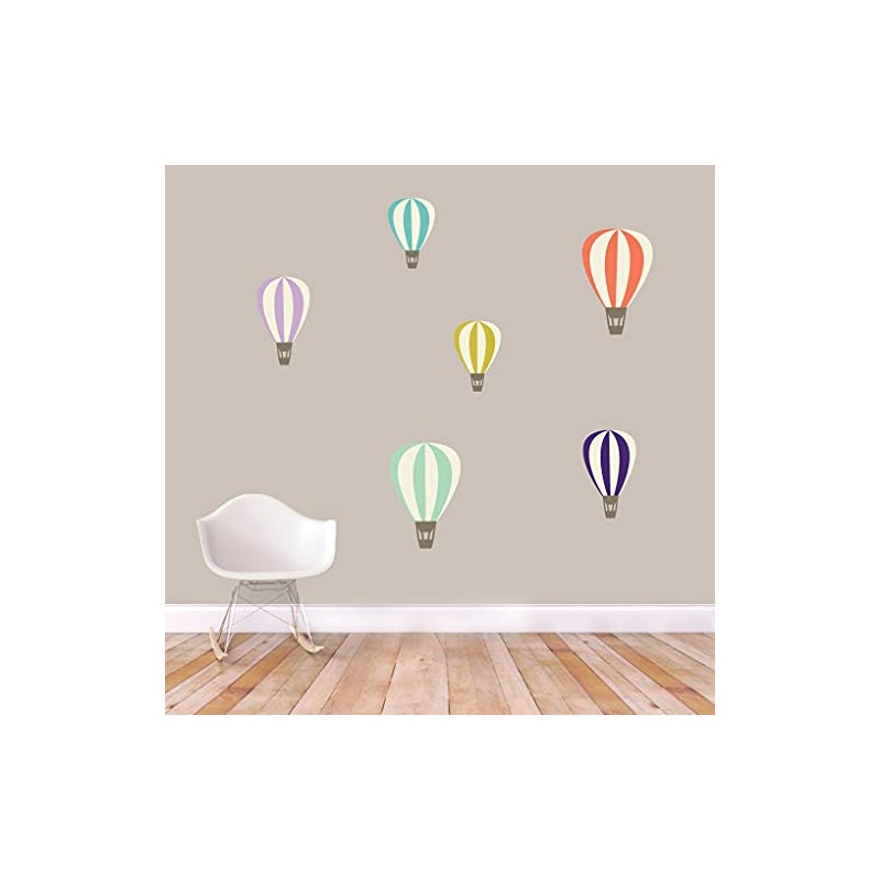 Colorful Hot Air Balloons Printed Wall Decal Set
