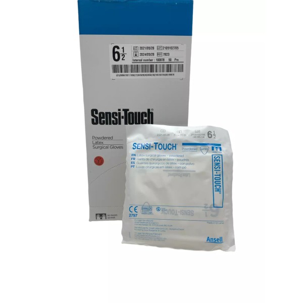 Ansell *50-Pairs* Ansell Encore Sensi-Touch Sterile Surgical Size-6.5 Gloves Box