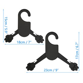 20x Black Pet Baby Clothes Hangers, 5x7 inch & 6x7 inch Cute Dog Paw Print Shape Pet Plastic Clothes Rack for Baby Dog Cat Pet Small Coat Pet Shop