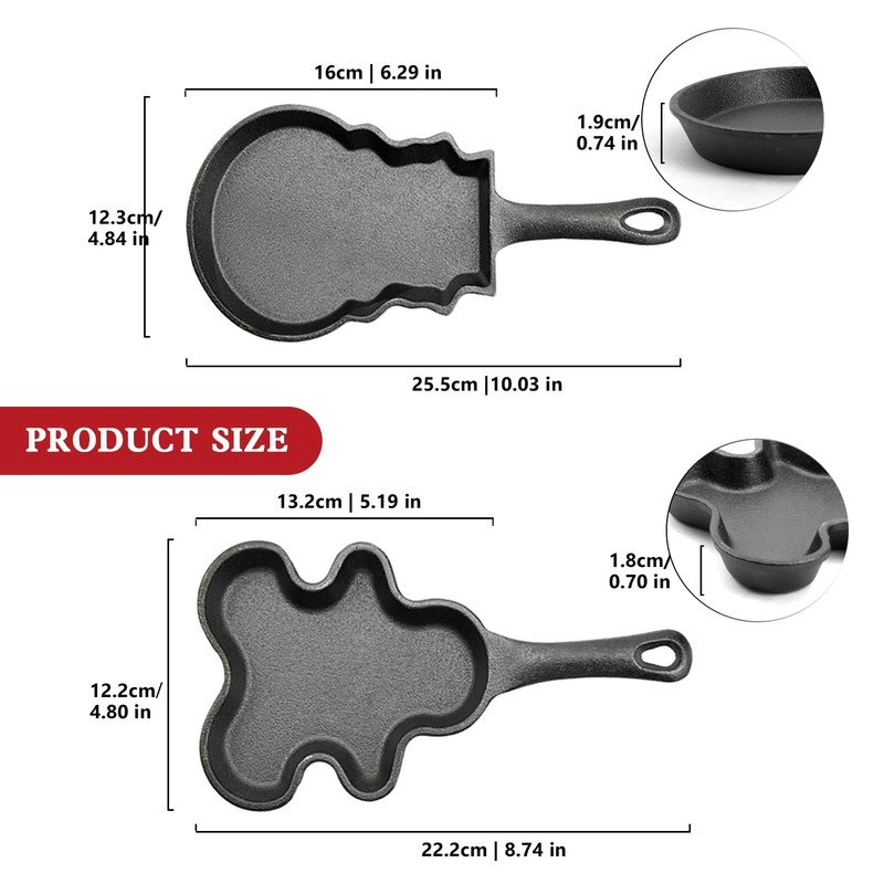 DVK Cast Iron Frying Pan with Various Shapes for Christmas
