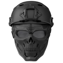 VPZENAR Airsoft Mask and Helmet,Black Tactical Helmet with NVG Mount,Airsoft Skull Mask,Anti Fog Paintball Mask for Men,Cosplay Airsoft Gear and Tactical Gear