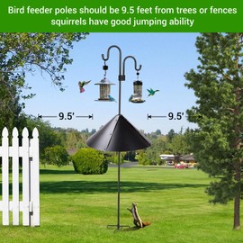Squirrel Baffle for Bird Feeder, 19 Inch Large Squirrel Baffle for Bird Feeder Pole, Squirrel Guards for Bird Feeders for Outdoor Squirrels Baffles for Shepherd's Hook Black 1 Pack