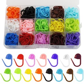 300Pcs Locking Stitch Markers, BetterJonny 15 Colors Knitting Crochet Counter Stitch Needle Clip Knitting Stitch Markers Locking Stitch Marker with Compartment Box for DIY Handicraft Place Buckle Marker