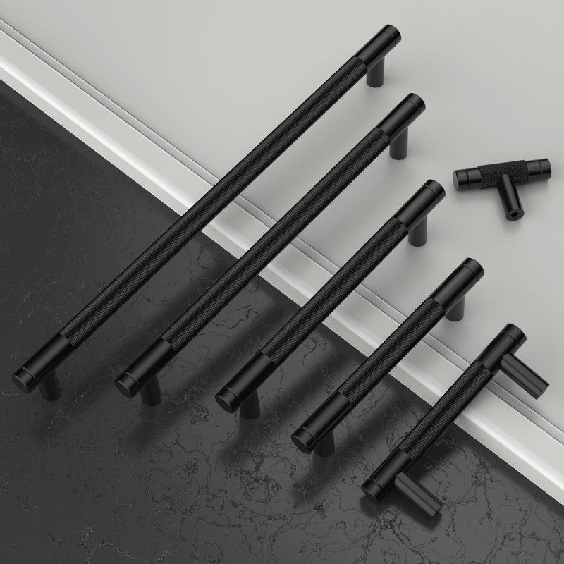 Amerdeco Pack of 10 T-Bar Furniture Knobs Black Cabinet Knobs