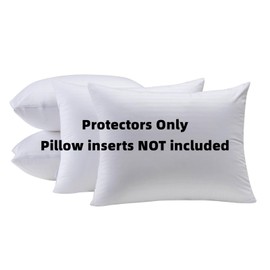 Kingnex 4 Pack Waterproof Feather Proof Pillow Protectors with Zipper on Long Side Queen Size Set of 4 Down Proof Striped Bed Pillow Covers