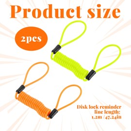2PCS Motorcycle Disc Lock Yellow & Orange Disc Lock Motorbike Disk Lock Motorcycle Lock Motorcycle Reminder Spring Cable Reminder Cable Lock for Scooter Motorcycle Bike